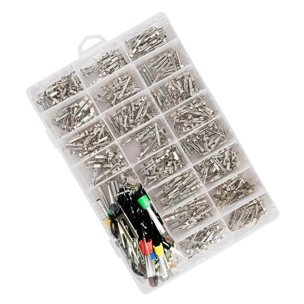 340pcs Automotive Electrical Wire Connectors Assorted Set Male Female Crimp Pins Not Insulated Plugs with Box for Car