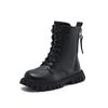 Boys Girls Motorcycle Boots Thick Soft Sole Kids Ankle Boots with Double Zipper 2024 New Children Warm Boots Round Toe Fashion