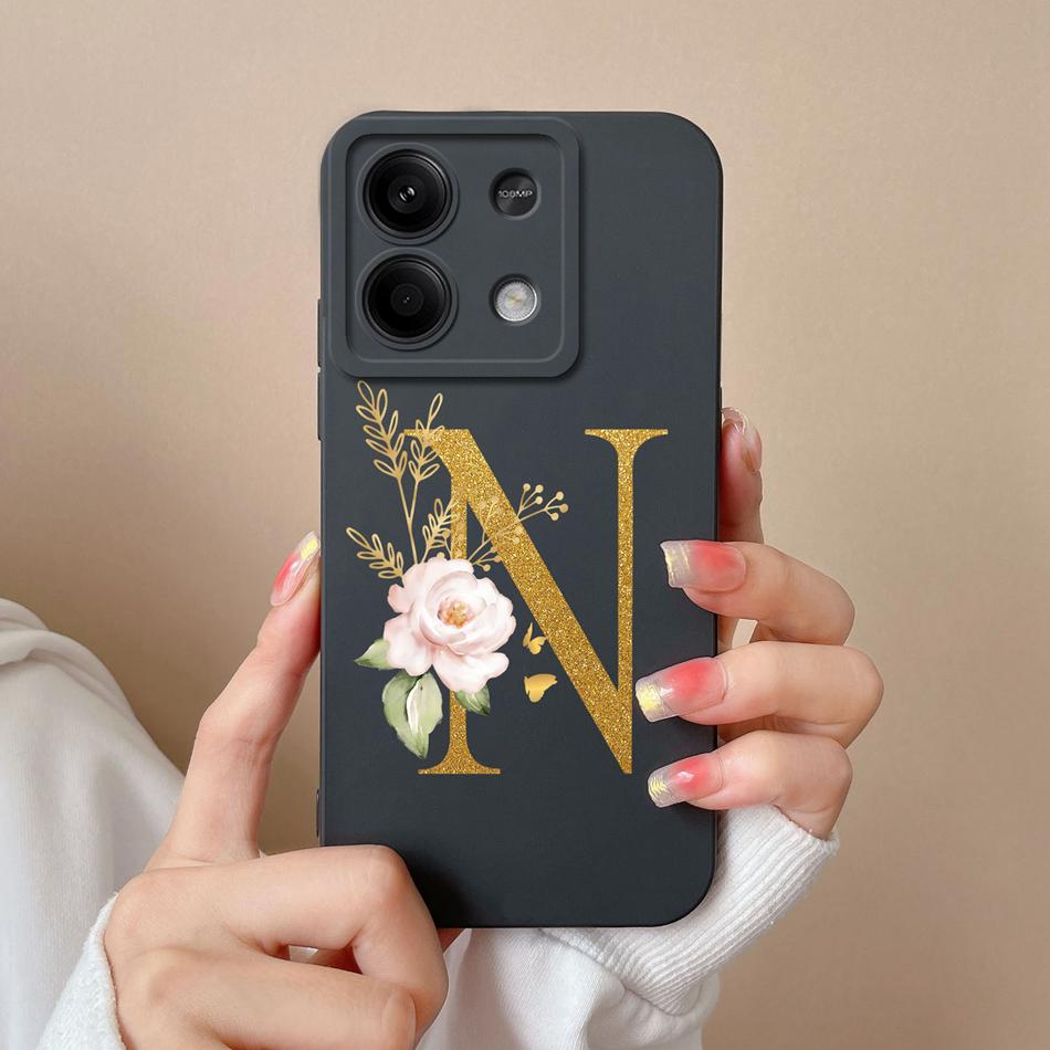Phone Case For Redmi Note 13 Pro 4G 5G Elegant Letter Soft Liquid Silicone Full Coverage Protector For Redmi Note13 13Pro Fundas