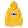 Unisex 'I Am Kenough' Rainbow Print Loose Hooded Sweatshirt - Black