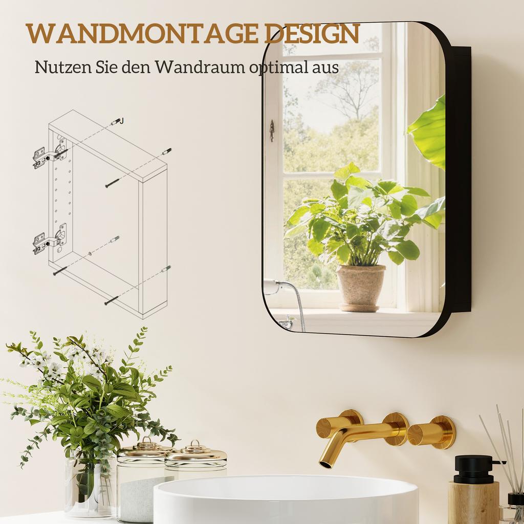 Bathroom Mirror Cabinet Bathroom Cabinet With Mirror Adjustable Shelf 40 2 X 10 2 X 50 9 Cm Black