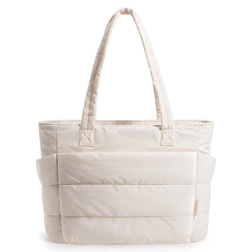 Lightweight Puffy Laptop Bag Large Capacity Commute Briefcase Simple Cotton Padded Tote Bag  Travel