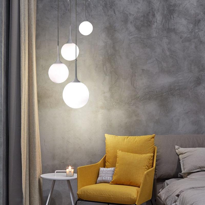 Moderne einfache Einkopf-Milchweiß-Glaskugel-Kronleuchter E27 Restaurant Bar Küche Bar Garderobe Lampen