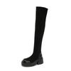 Black Suede Over-knee Boots, Long Boots for Women, New Thick-heeled Long Boots In Autumn and Winter 2025, Elastic High Boots, Thin Boots.