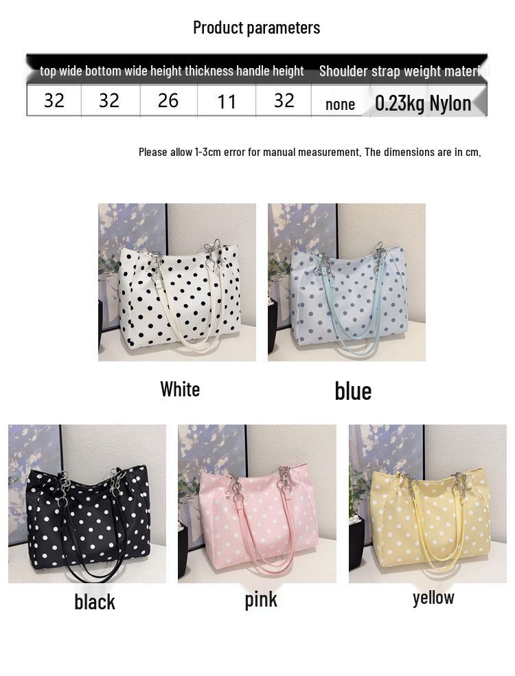 2026 Women's High-Capacity Polka Dot Tote Bag - Fashionable Shoulder & Handheld Design