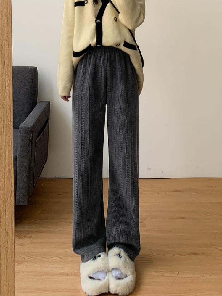 Wide Leg Pants for Spring and Autumn, Loose Straight Leg with Velvet Lamp Core, Children's Velvet Pants