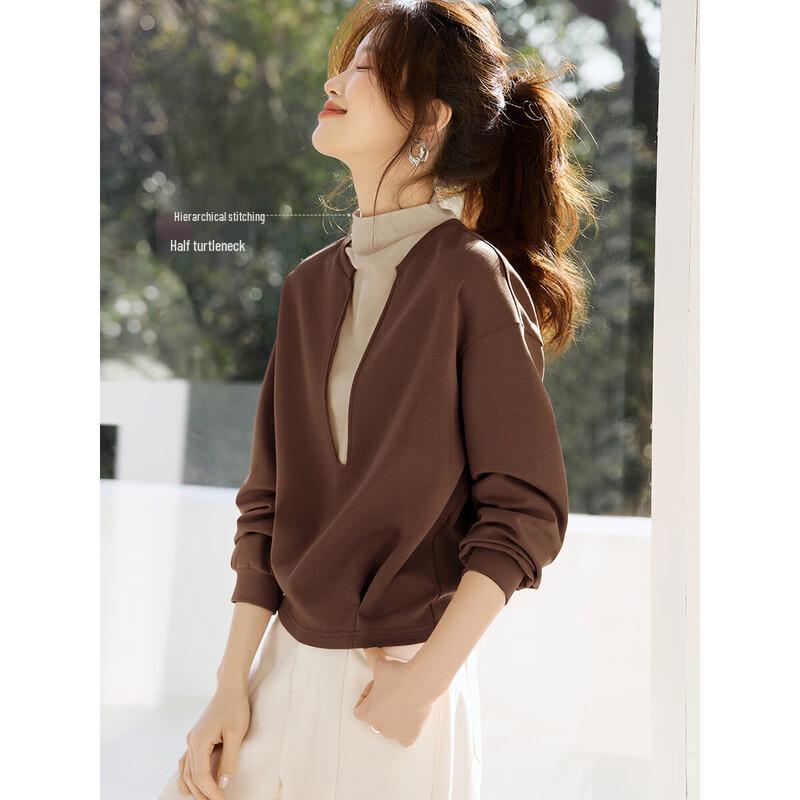 

Mohan Yimei Petite Faux Two-Piece Long-Sleeve Hoodless Sweatshirt XL