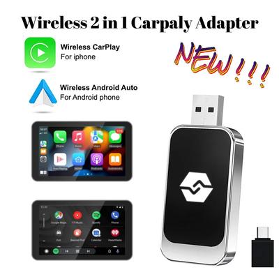 Wireless CarPlay 2 In 1 Android Auto Apple Carplay Adapter Mini AI Box Plug And Play WiFi USB Type C Connection Car Accessories