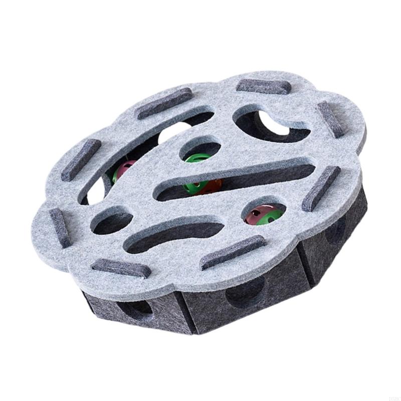 Multiple Cats Enrichment Puzzle Toy with Maze Design Multiple Holes Felt Indoor Entertainment Kitten Exercise Toy