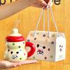 Birthday Gifts Ins Girls Cute Straw Cup Ceramic Mug with Lid Practical for Girlfriends and Friends