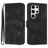 For Samsung Galaxy S25 Ultra Wallet Case Line Imprinted PU Leather Phone Cover with Strap