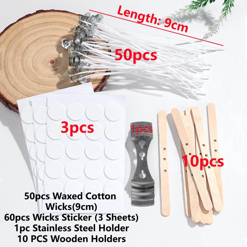 

Candle DIY Making Kit 60/100pcs Candle Core Iron Paper+50/100 Soybean Wax Core with Metal Bracket for Candle Making Accessories
