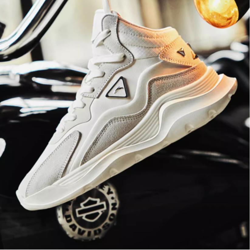 Anta Lifestyle Series Trendy Casual Slip Resistant Durable Mid Top Sneakers Women Sneakers White 122148871R-1