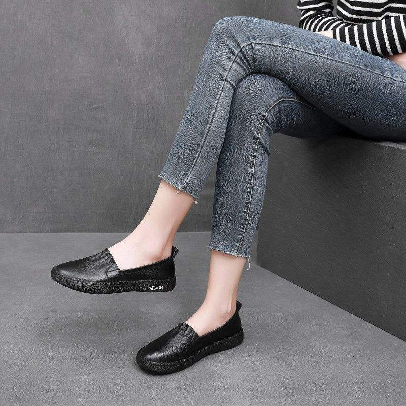 

Женские лоферы на плоской подошве, дышащие, для беременных, медсестер, маленькие белые туфли, универсальные, на один педаль 40