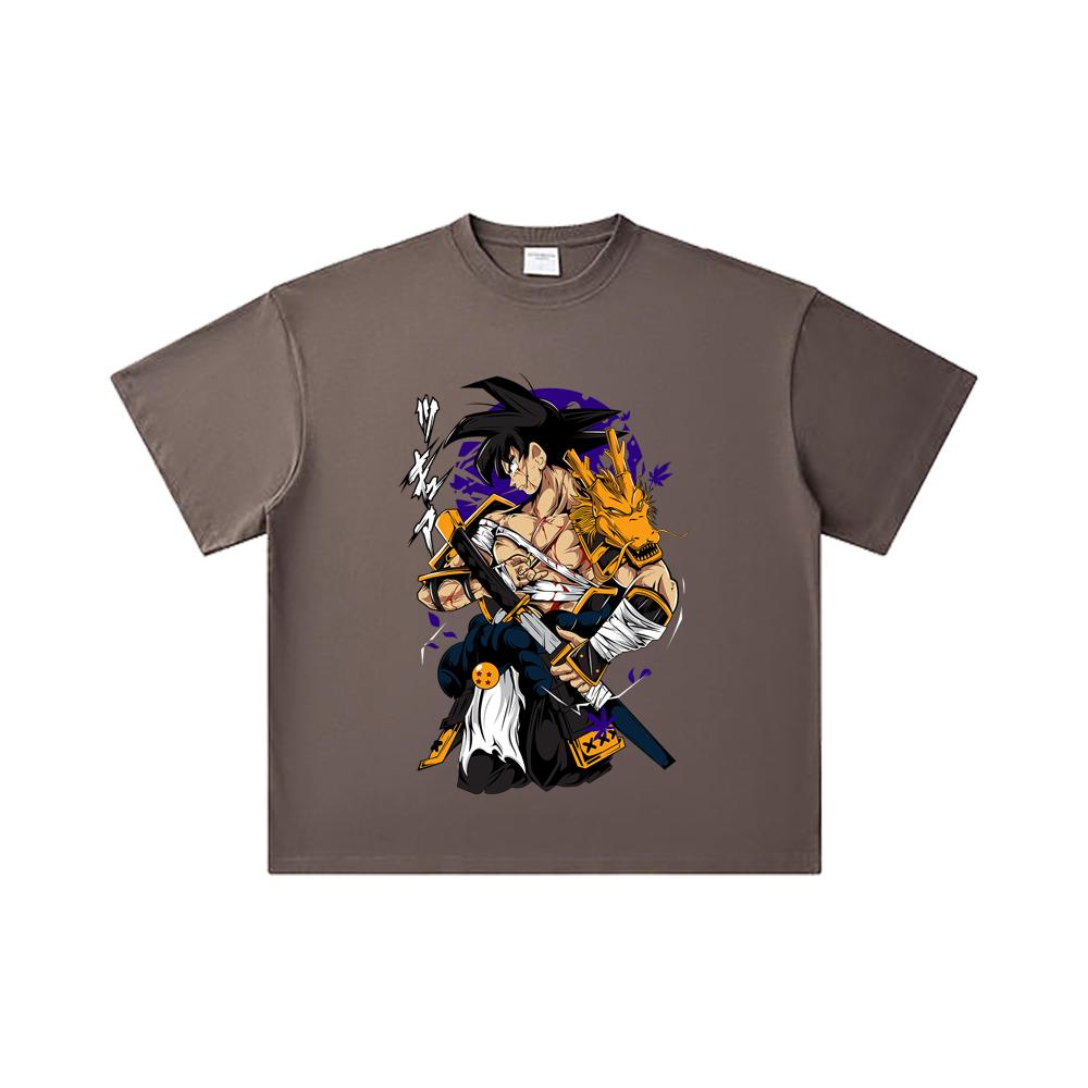 260 GSM Double Yarn 32 Count 100% Cotton Dragon Ball V68 Goku Samurai Print Unisex Heavy Cotton T Shirt