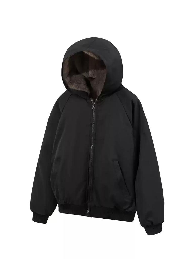 Unisex Wendbare Baumwolljacke mit Fleecefutter und Kapuze - Winter-Essential