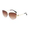 Cat Eye Metal Borderless Retro Men Women Sunglasses Fashion Trend Outdoor Sunscreen Sunshade Street Photography Glasses