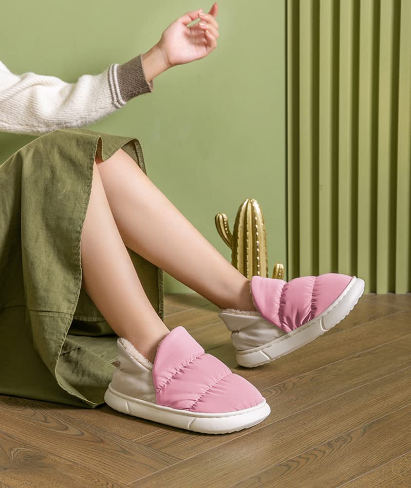 Euyqs Zimní Vnitřní Pantofle, Teplé, Nepromokavé, Tiché, Pratelné, Lehké, Ležérní, Nazouvací (#3 Růžová, Měření_24_Celých_5_Centimetrů)