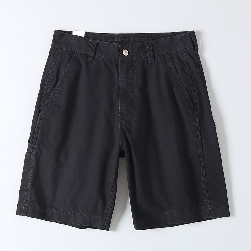 Export Surplus Heavy-Duty Washed Cotton Summer Men's Workwear Straight-Leg Shorts, Five-Point Mid-Length Pants