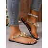 Flat Heel Sandals Women's Summer New European and American Foreign Trade One Line Buckle with Flip Toe Herringbone Beach Large Size Sandals