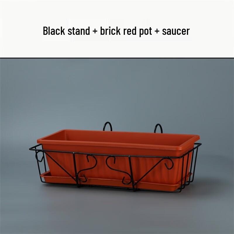 KEYSHEEL Extra Large Rectangular Plastic Hanging Planter with Iron Rack