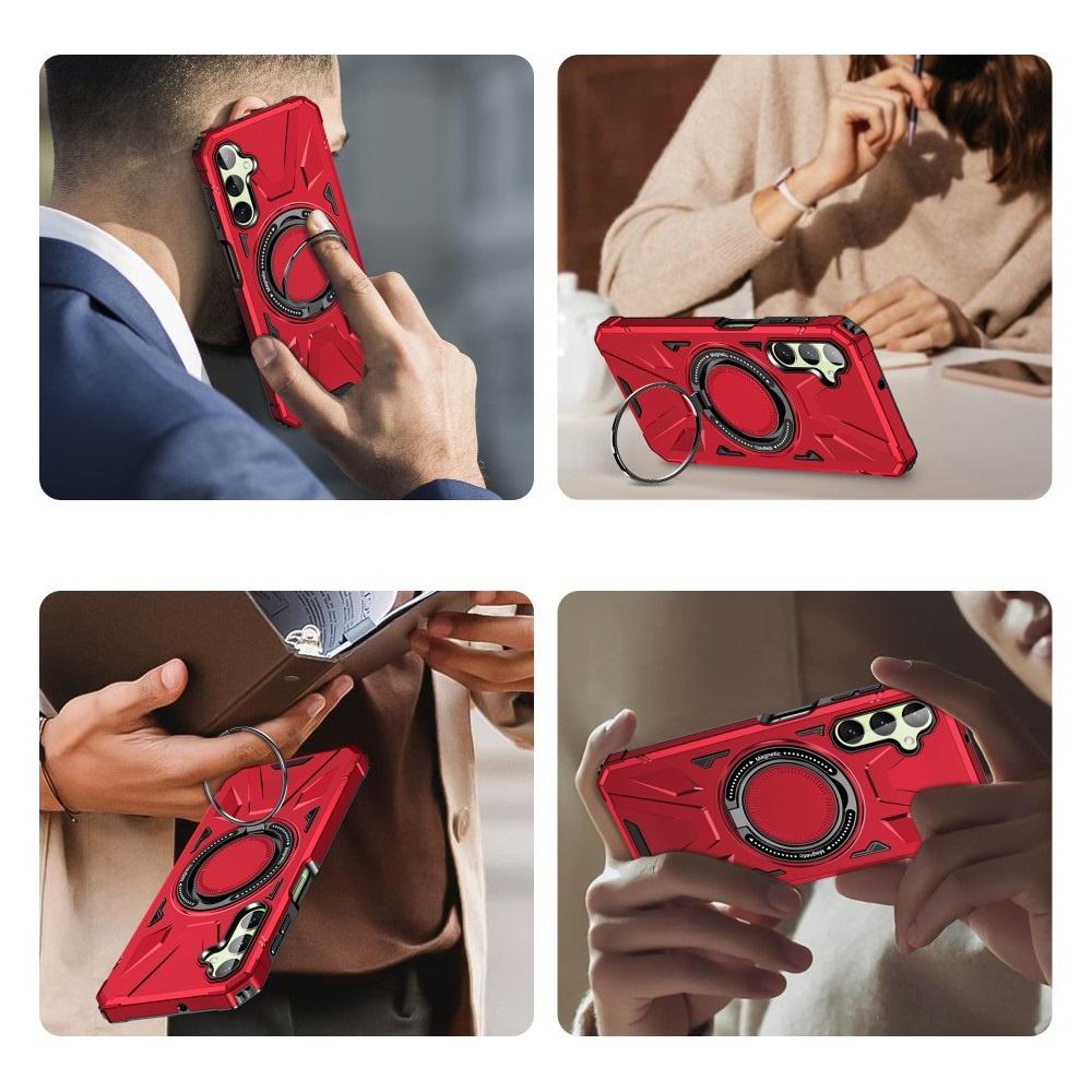 MagSafe Case for Samsung Galaxy A54 5G, Armored with Stand and Holder Plate, Red