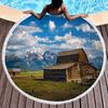 Pretty Country Scenery Print Round Beach Blanket,Polyester Sand Resistant Beach Towel,Absorbent Quick Dry Pool Towel Picnic Mat