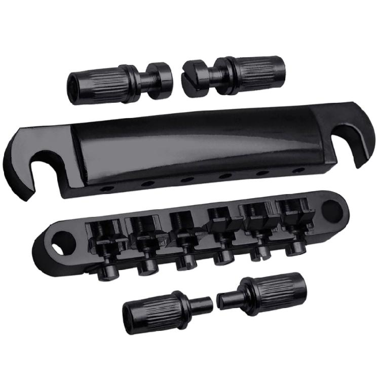 

Комбінований струнотримач з бриджем та стоп-барами з комплектом шпильок для 6-струнної електрогітари чорний