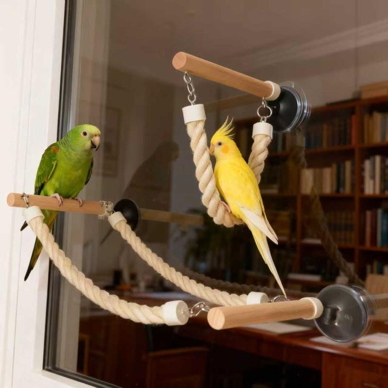 Climbing Parrot Perch Set For Birds Suction Cup Swing Toy Non-Slip And Bite Resistant