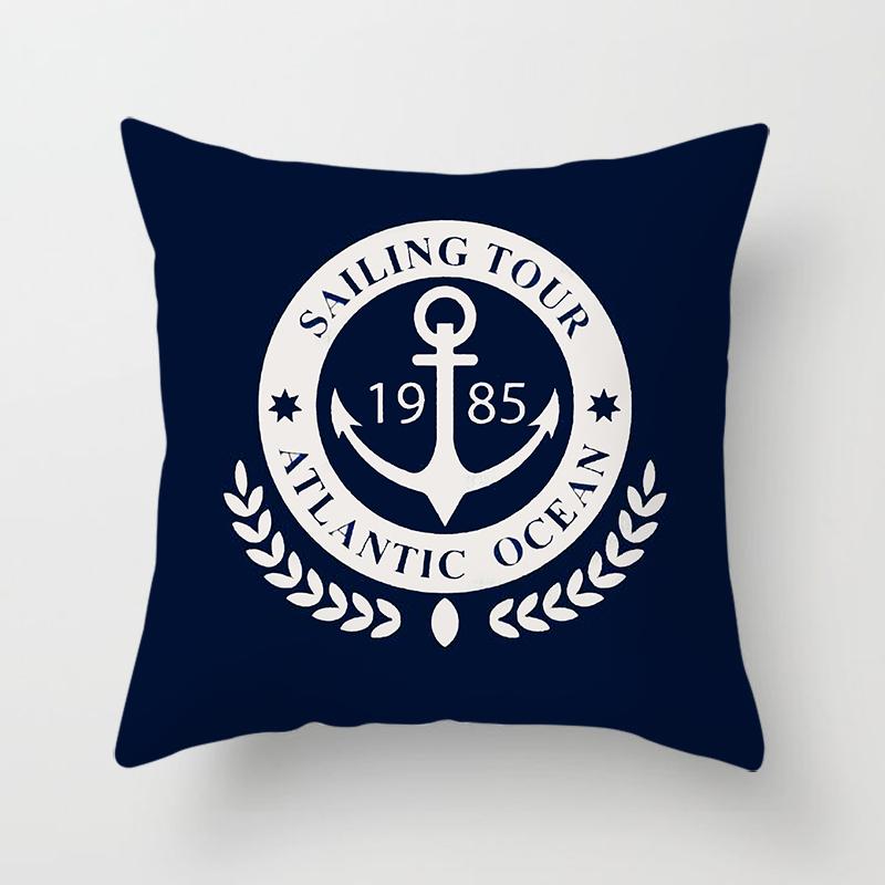 Compass Anchor Pillowcase Blue Home Decor Mediterranean Cushion Cover Car Sofa Office Decor Accessories Pillowcase
