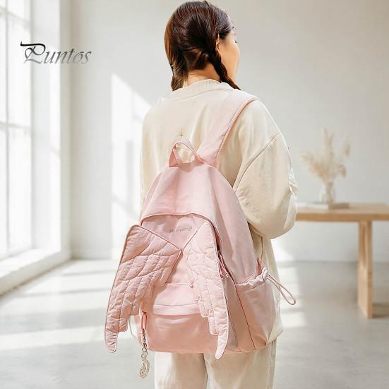 Daily Commuter Daypack Angel Wing Backpack for Women Girls, Lightweight Nylon School Bag, Large Bookbag Outdoor Travel Commute Girls