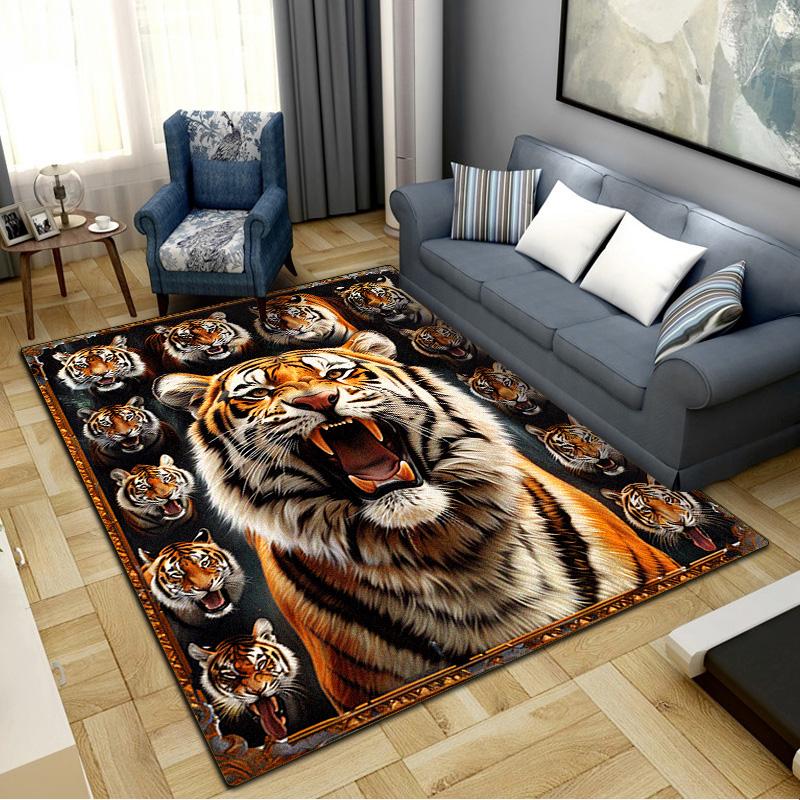 Vintage Tiger Carpet Rug for Living Room Bedroom Home Sofa Decoration,Kids play Non-slip Floor Mat