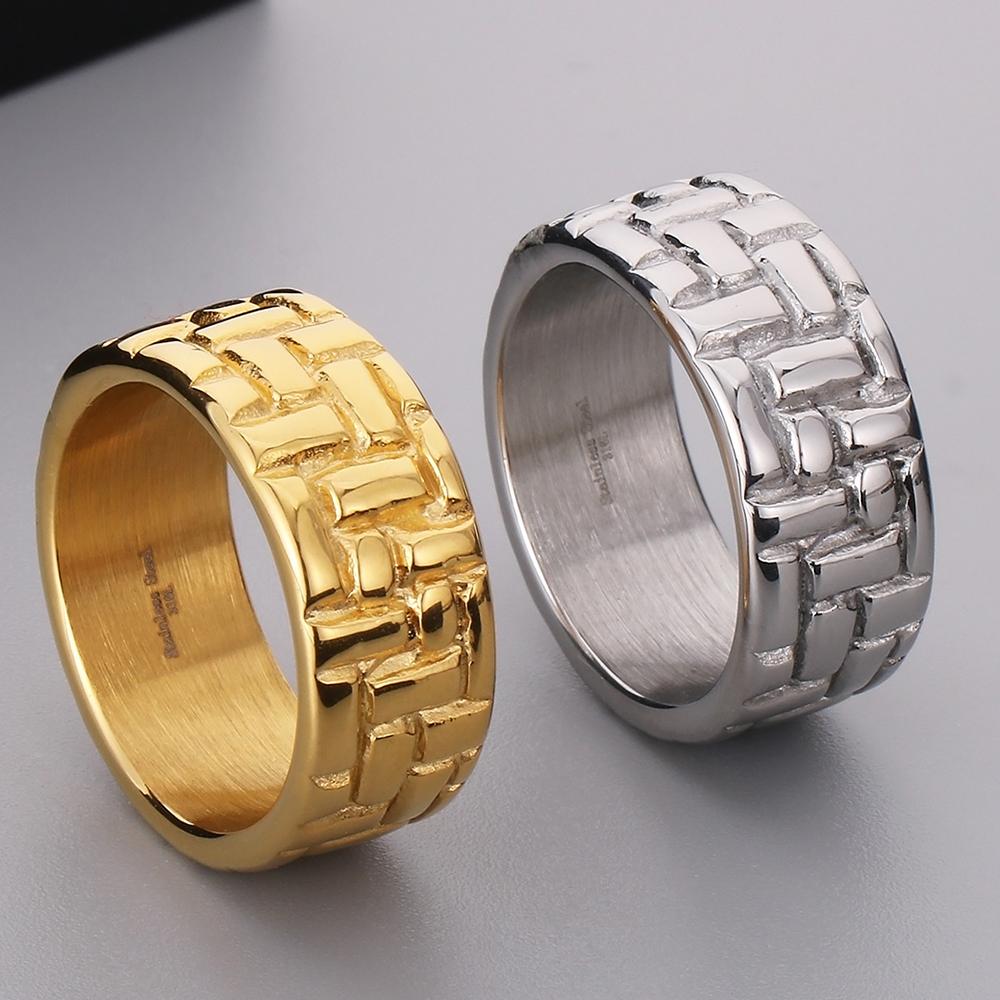 Waterproof Luxury Gold Color Stainless Steel Rings for Man Mens Rings Cool Birthday Jewelry Accessory Gifts for Him Size 9--13