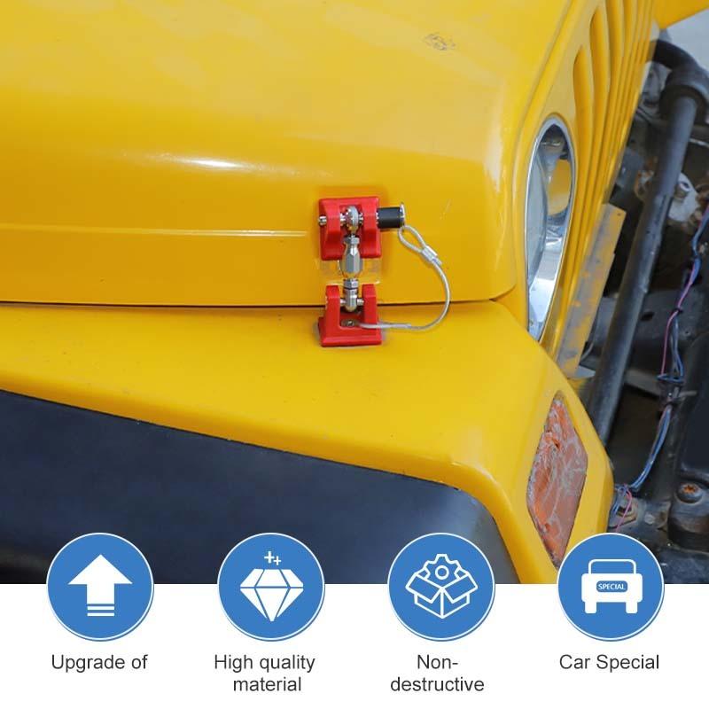 Engine Hood Latches Locking Hood Catch Kit With Metal Hood Locks Compatible With Jeep Wrangler TJ 1997-2006