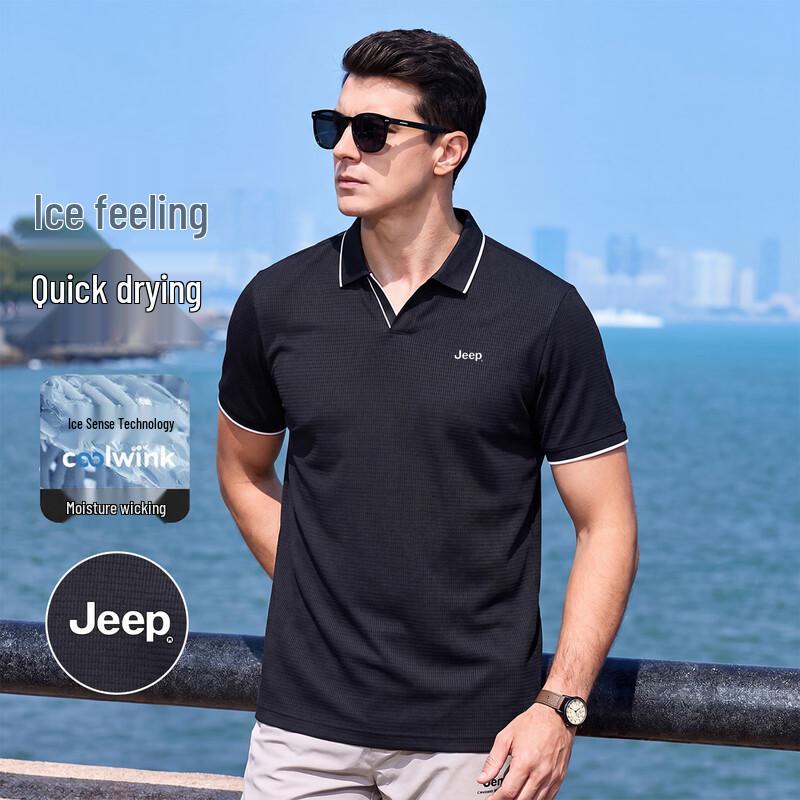 JEEP Men s Casual Solid Polo Shirt 3XL
