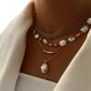 Geometric Pendant Necklace For Women With Alloy Chain Summer Jewelry Set