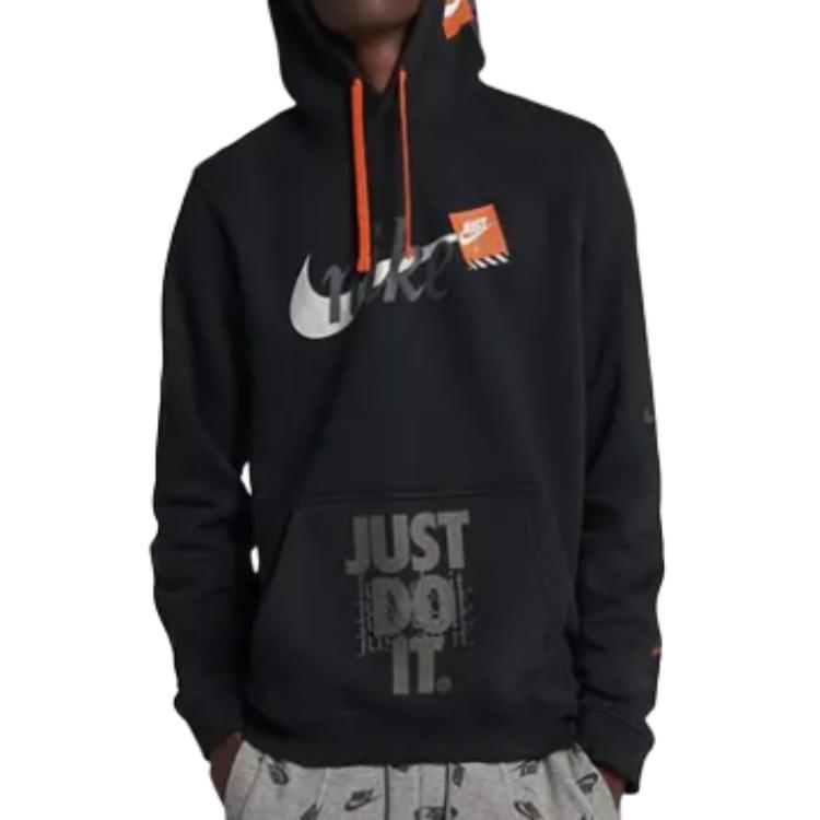Nike Sudadera con capucha y estampado de letras para hombre, tops negros AV5905-010