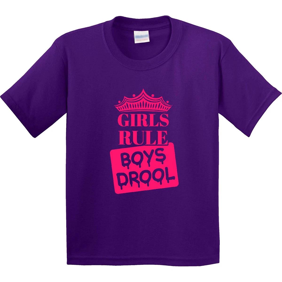 Inktastic Girls Rule, Boys Drool Youth T-Shirt Crown Humor Tee Kids Children 110