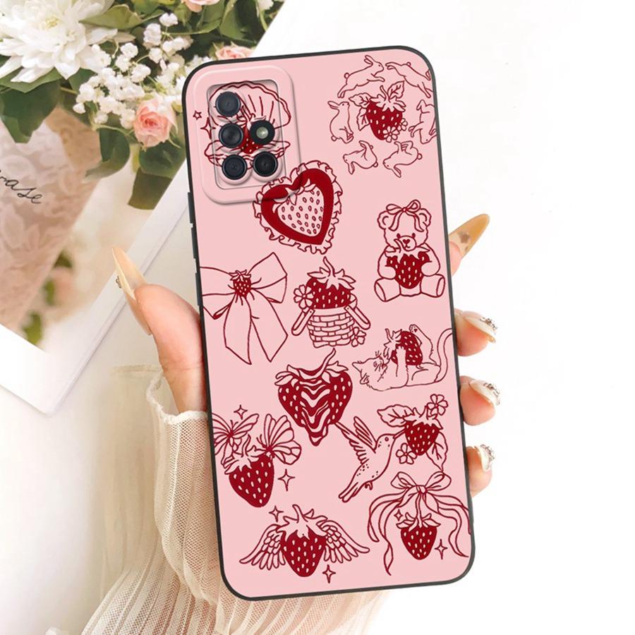 Case For Samsung A31 Galaxy A71 Phone Cover for Samsung A315F A715F A 71 Soft Silicone Bow Painted Flower Phone Funda