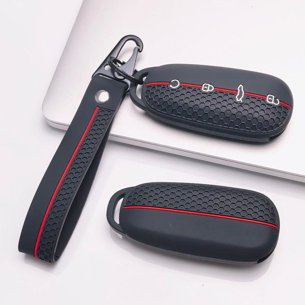 Key Case Cover for Chery Omoda C5 Tiggo with Keychain Anti-Scratch Guard Shockproof Protection Soft Grip Texture Responsive Button Touch