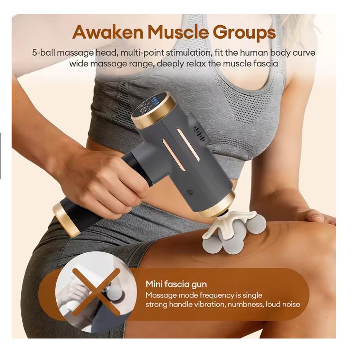 Portable Fascia Gun Multi-Head Deep Tissue Percussion Neck Back Body Massager Relaxation Fitness Slimming Muscle Massager