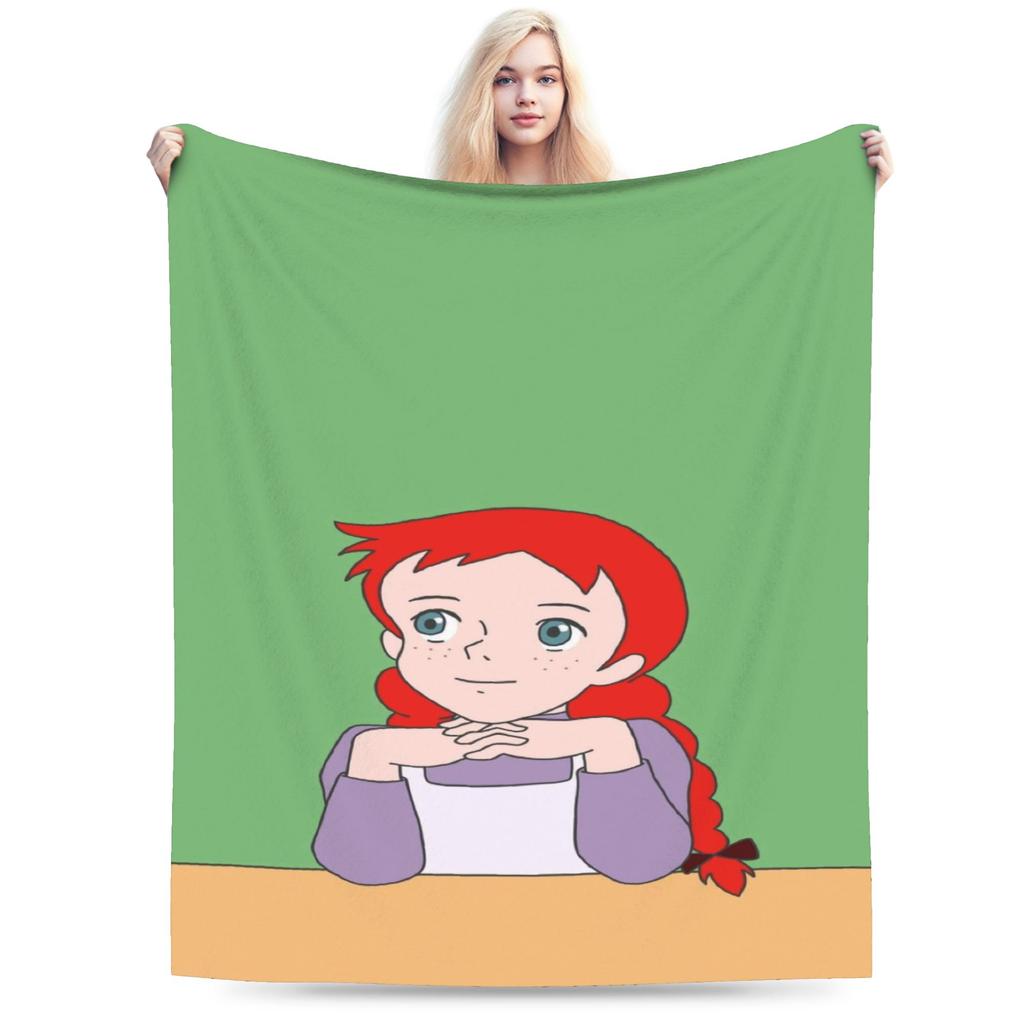Soft BlanketKids Camping Cartoon manga A-Anne of Green Gables Throw Blanket Flannel Bedspread For Outdoor Print Sofa Bed Cover
