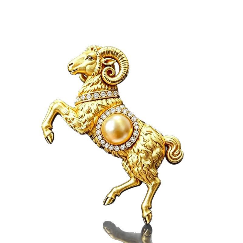 Exquisite Goat Brooches Pins For Women Unisex Vintage Relief Design Goat New Year Party Office Animal Brooch Pin Gifts