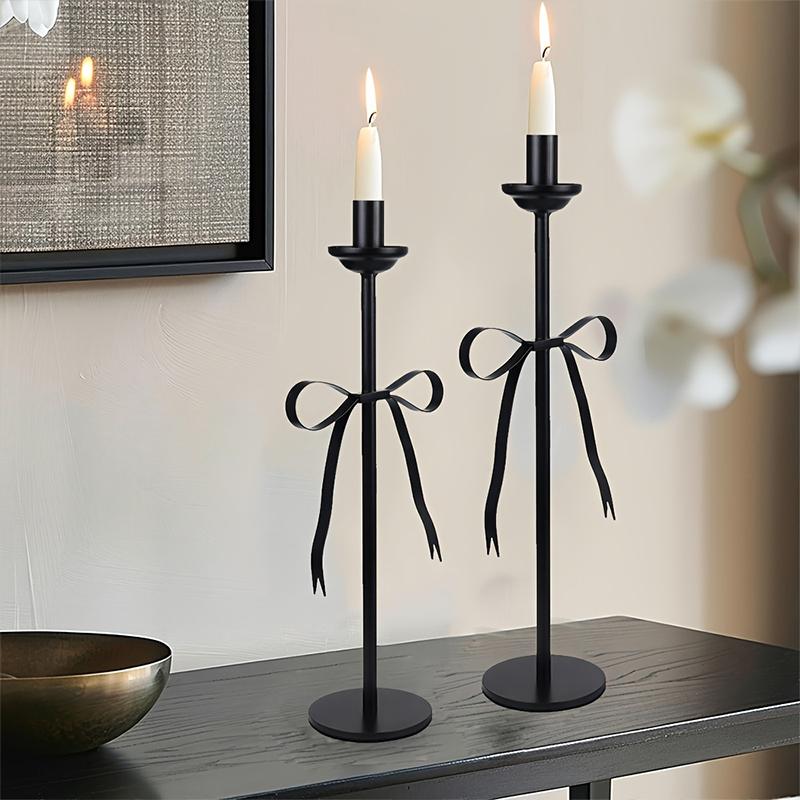 Iron Art European Style Living Room Candle Holder Desktop Ornaments Black Chic Candlestick Decorative Home Decoration