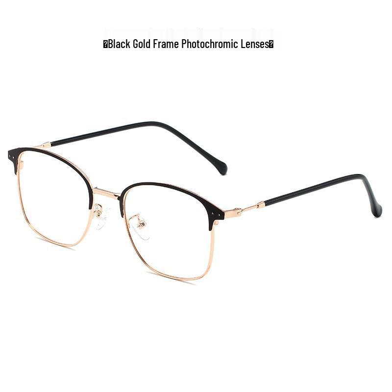 Unisex Retro Square Glasses with Anti-Blue Light, Photochromic Lenses, and Prescription Option.