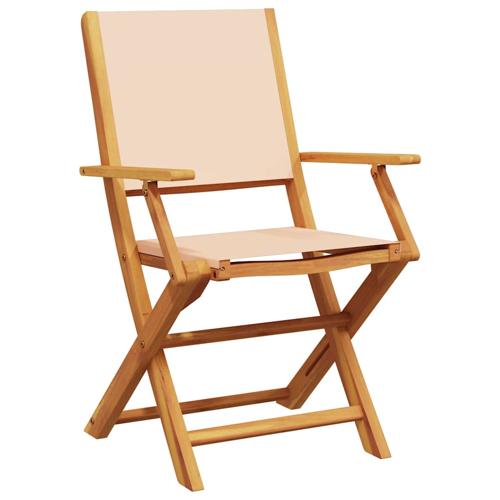Garden Chairs 2 pcs Beige Solid Acacia Wood & Fabric