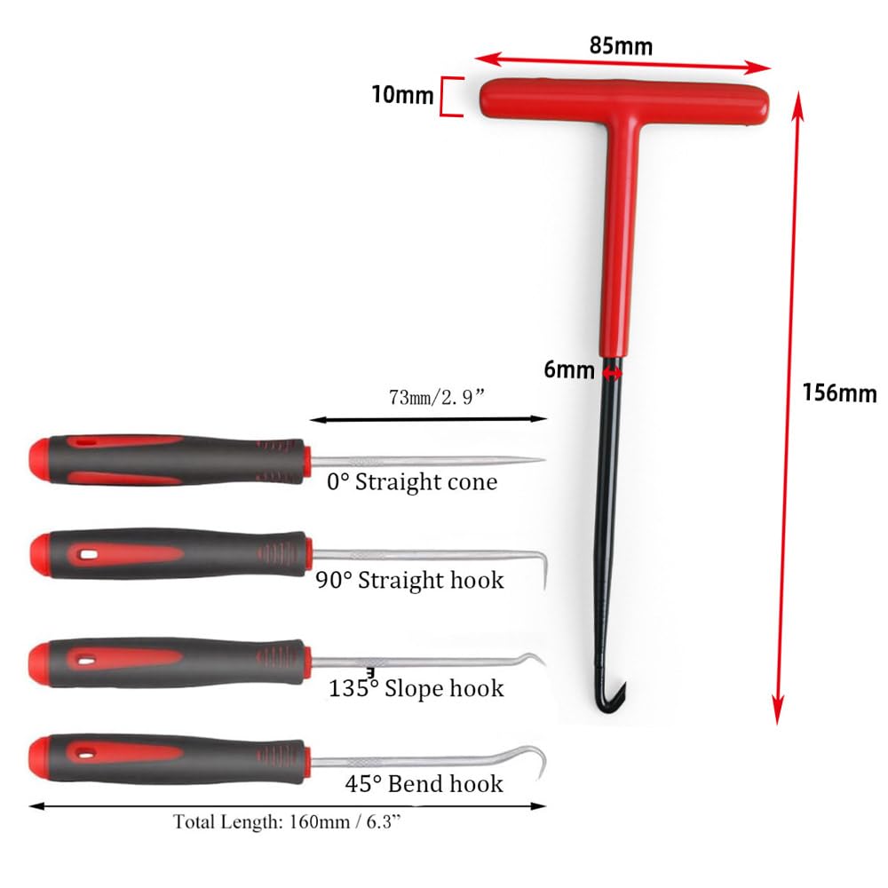 Tsukitoy Spring Hook Tool for Motorcycles, T-Shape, Seal Hook Set, Tension Spring Tool,