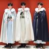 Übergroßer doppelseitiger Hanfu-Umhang aus Wolle für Herren mit abnehmbarem Pelzkragen – dick und warm für den Winter