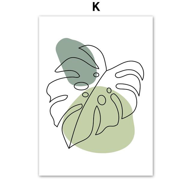 Banana Leaf Monstera Tulip Abstract Girl Lines Wall Art Canvas PostersPainting  And Prints Wall Pictures For Living Room Decor