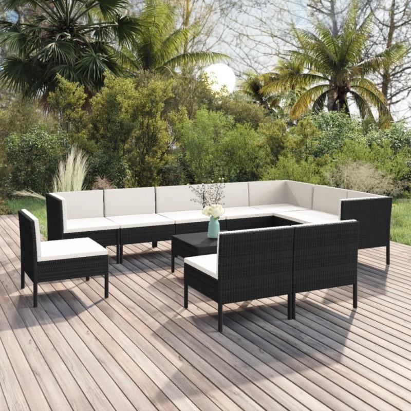 Day and Night - Day and Night Garden Furniture Set 11 Pieces Black Synthetic Rattan Cushions